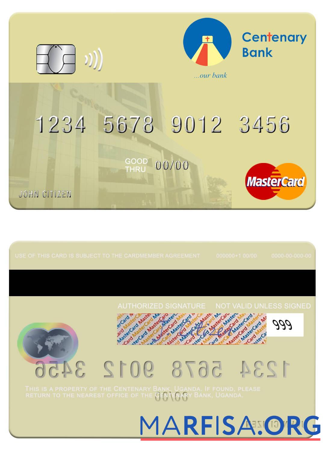 Printable Uganda Centenary Bank mastercard download for verification